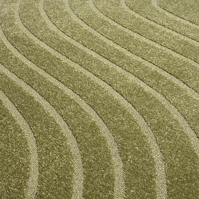 LUXE WEAVERS Modern Geometric Wave Green 5x7 Area Rug, Contemporary Stain Resistant Carpet