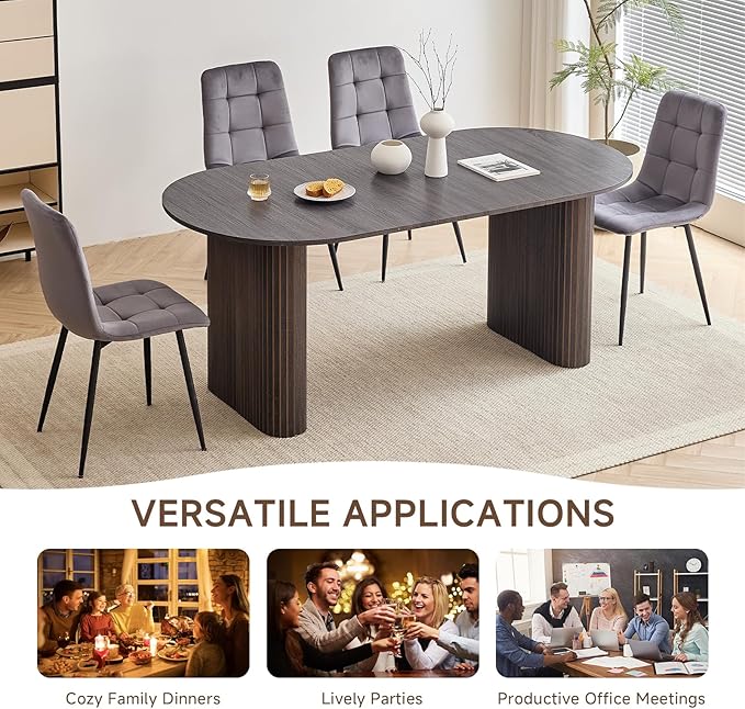 5-Piece Dining Table Set for 4 6 People with Heavy Duty Legs, Dining Room Table Chairs Set for Living Room, Kitchen, Apartment