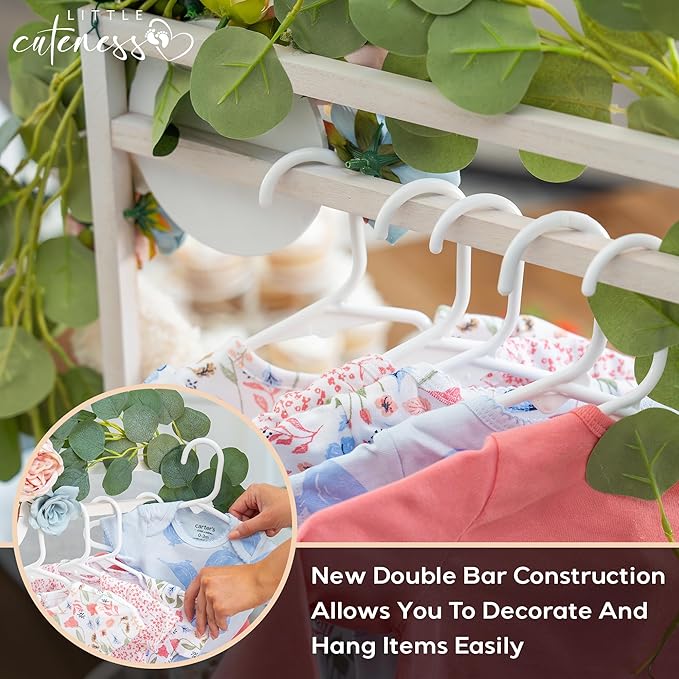 Wooden Crate Closet - Customizable Wooden Crate Box with Dual Rod System, Personalized Baby Basket Alphabet Letters, Easy Assembly Baby Baskets (Rustic White)