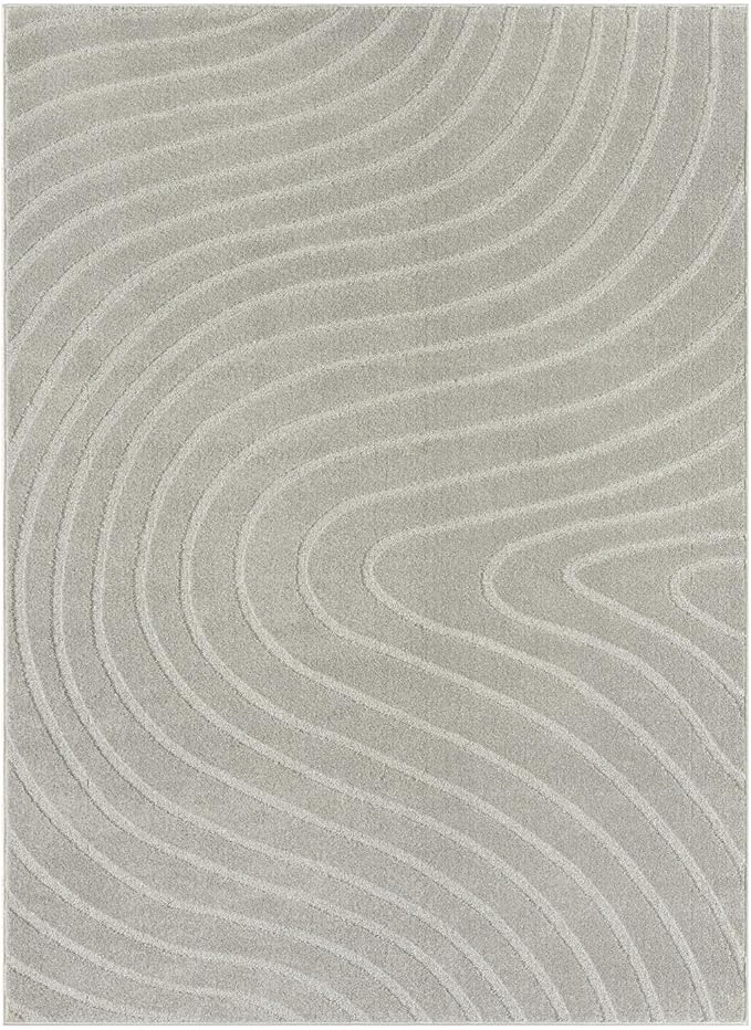 LUXE WEAVERS Modern Geometric Wave Gray 2x3 Area Rug