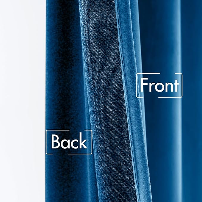 MIULEE Blue Velvet Curtains 96 inches 2 Panels - Luxury Room Darkening Curtains for Bedroom Living Room Thermal Insulated Super Soft Window Drapes Rod Pocket & Back Tab, Peacock Blue