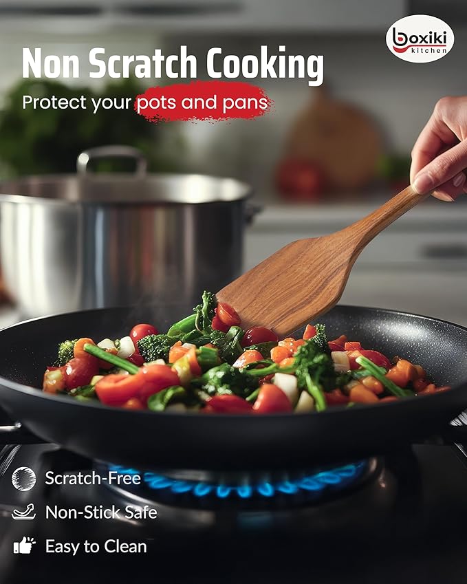 Elegant 5-Piece Walnut Wood Kitchen Utensil Set – Non-Scratch, Heat-Resistant Cooking Utensil Set with Kitchen Tongs, Spoons, Spatula & Ladle – Lightweight, Durable & Perfect for Daily Use or Gifting