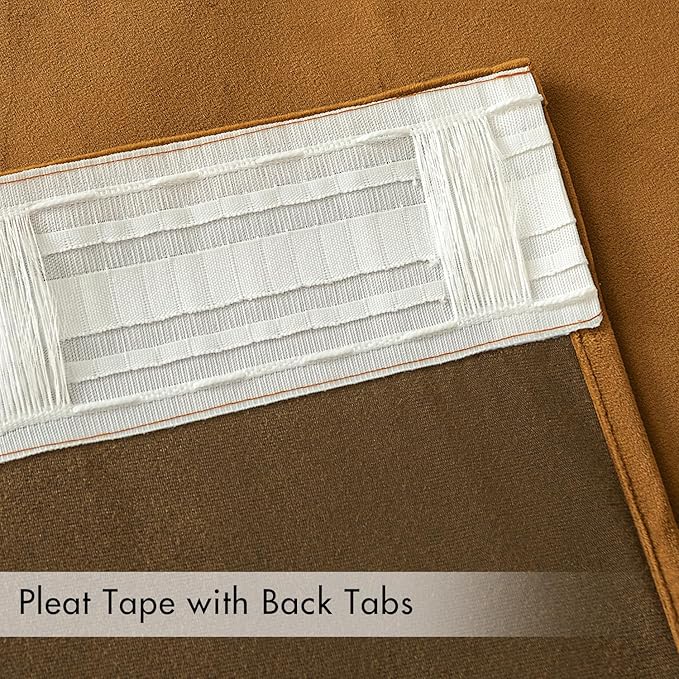 MIULEE Gold Brown Velvet Curtains 90 inches Long 2 Panels - Luxury Pinch Pleated Room Darkening Window Drapes for Bedroom Living Room Thermal Insulated Super Soft Blackout, Back Tab Rod Pocket