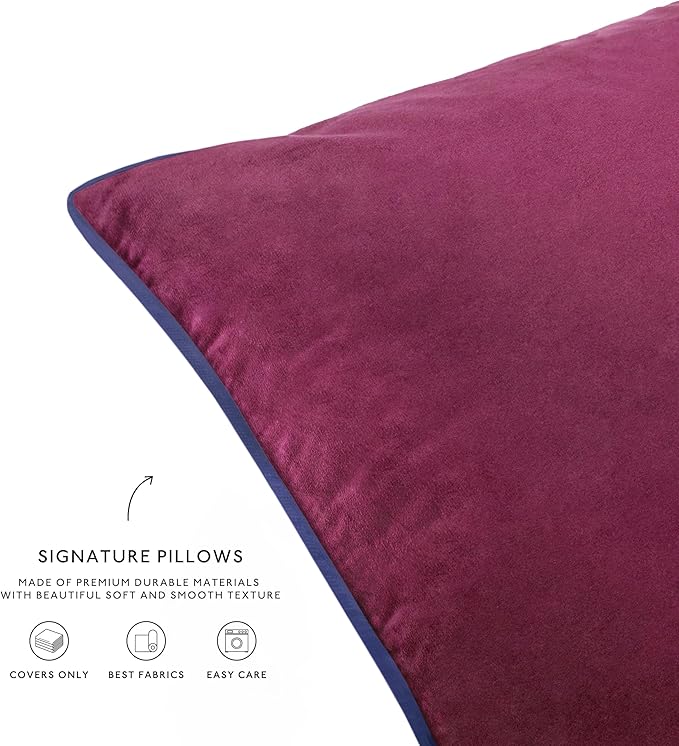 MONDAY MOOSE Decorative Throw Pillow Covers Cushion Cases, Set of 4 Soft Velvet Modern Double-Sided Designs, Mix and Match for Home Decor, Pillow Inserts Not Included (18x18 inch, Purple/Blue)