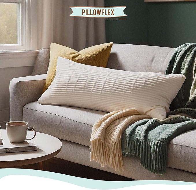 Pillowflex Synthetic Down Pillow Insert - 20x26 Down Alternative Pillow, Ultra Soft Standard Bed Sleeping Pillow, Large Rectangle Sham - 1 Decorative Pillow Form