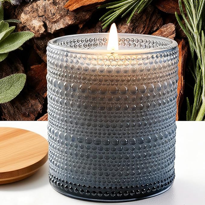 Mid Summer's Night Scented Candle with Lid, 60+ Hours Musk, Patchouli, Sage Jar Candle Aromatherapy Candle for Home, Soy Wax Cotton Fiber Wicks, Giftable