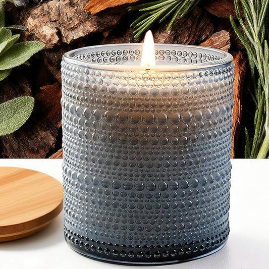 Mid Summer's Night Scented Candle with Lid, 60+ Hours Musk, Patchouli, Sage Jar Candle Aromatherapy Candle for Home, Soy Wax Cotton Fiber Wicks, Giftable