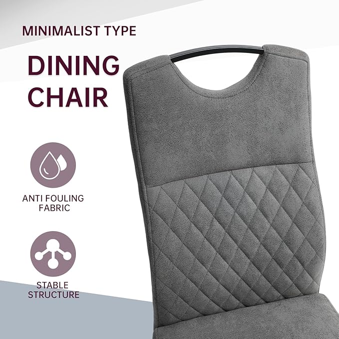 Dining Chairs Set of 4, Modern Kitchen Dining Room Armless Upholstered Side Chairs Cushion Seat and Sturdy Metal Leg (4 Grey)