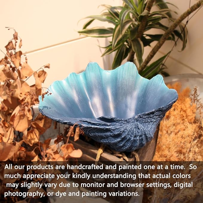 Medium Blue Scalloped Clam Shell Bowl Sea Shell Decor for Nautical Beach House,Coastal Decor Gift of Housewarming and Wedding Party