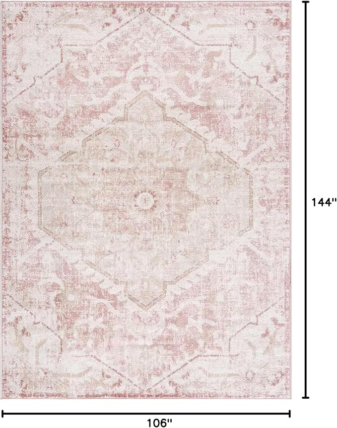 Leonora Traditional Area Rug - Pale Pink, Plum, Peach - 8'10" x 12'