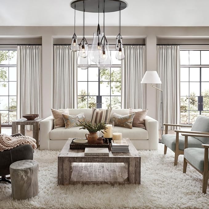 Topfinel 120 Inches Long Extra Long Pinch Pleat Faux Linen Curtains for Living Room,Neutral Beige 100 Percent Blackout Floor to Ceiling Farmhouse Sound Absorbing Drapes 2 Panels for Track System 10 FT