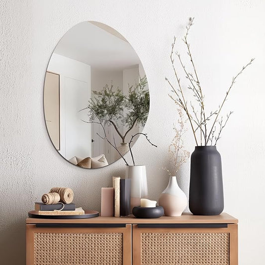 Irregular Wall Mirror 20"x28", Frameless Asymmetrical Mirror for Wall, Modern Decorative Bathroom Mirror, Wall Mounted Mirror for Bedroom Living Room Entryway
