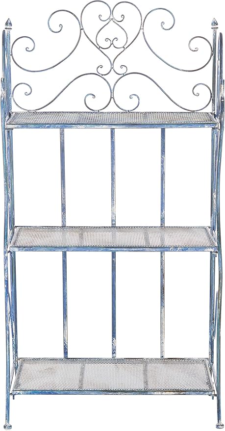 SAFAVIEH Outdoor Collection Torus Antique Blue 3-Tier Shelf (Fully Assembled)