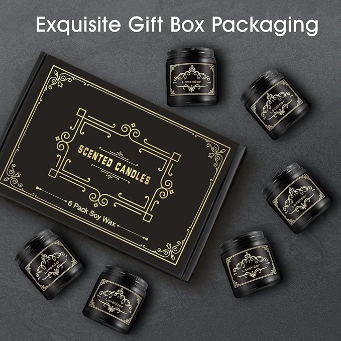 6 Pack Scented Candles for Home, Scented Candles Gifts Set for Men Women, Smoke-Free Strong Fragrance Long Lasting, Natural Soy Jar Candles Set for Boyfriend Him Dad, Men Birthday