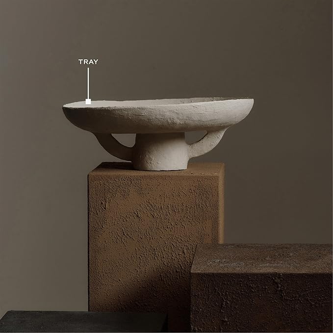 Decorative Tray | Earth interior accessories by Marie Michielssen | Paper Mache Table Decor and Food Display | Round Home and Kitchen Organization | Hosting Essentials | White Trays for eating