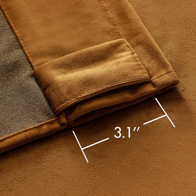 MIULEE Velvet Curtains 72 inches - Luxury Blackout Curtains for Bedroom Living Room Thermal Insulated Super Soft Window Drapes Rod Pocket & Back Tab, Gold Brown, W52 x L72 inches, 2 Panels