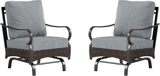Rocking Patio Sofa Chairs - 2 PCS Outdoor Rocking Armchairs, Patio Seating with High Back Deep Seat for Porch Deck Balcony