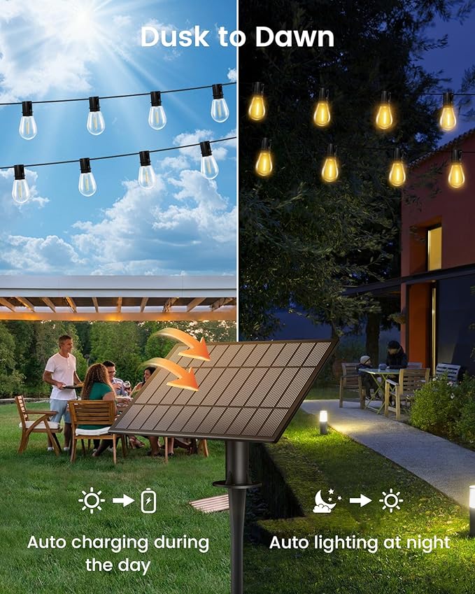 Torkase 100FT LED Outdoor String Lights with 25+2 S14 Shatterproof Bulbs, Commercial Grade Waterproof Patio Lights for Cafe Backyard Deck