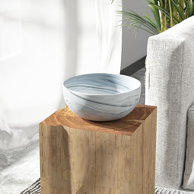 Large Decorative Fruit Bowl, Marble-patterned Ceramic Bowl for Coffee Table Entryway Kitchen Modern Home Decor Centerpiece 9.5 Inches, Grey