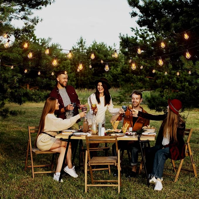 400FT Outdoor String Lights LED Waterproof Patio String Lights for Outside with 200+12ea Extra A39 2200K Warm Yellow Vintage Bulbs for Outdoor Bistro Backyard Lights, 4Pack x 100FT Linkable