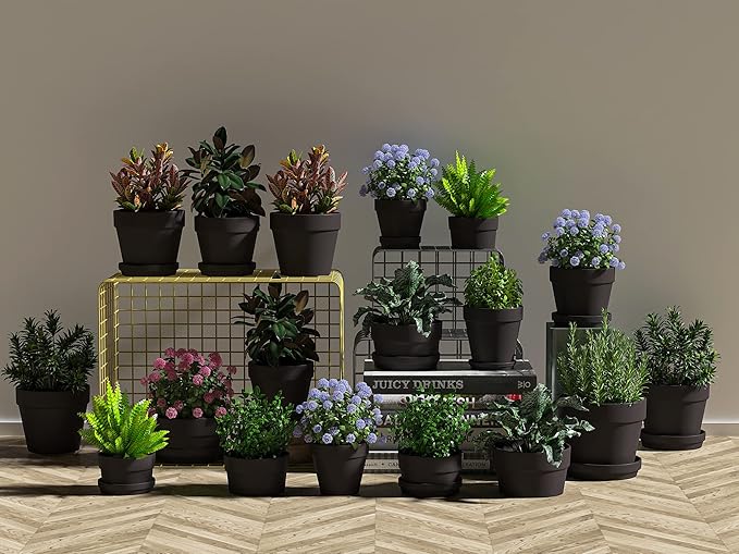 54 Pcs Small Mini Black Clay Pots 2.1'' Terracotta Pot Clay Ceramic Pottery Planter Cactus Flower Pots Succulent Nursery Pots- Great for Window Boxes, Cactus, Plants, Crafts, Wedding Favors
