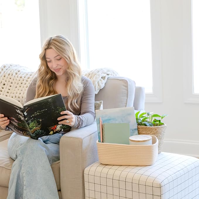 NaturalCozy 11.8"x8"x4.5” Storage Baskets for Shelves 3 Pack | Cotton Rope Woven Small Baskets for Organizing | Small Storage Bins for Nursery, Bathroom, Closet, Cube Shelf, Decorative, Gift Basket