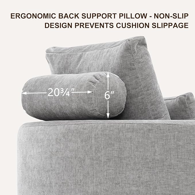 Furnimart Oversized Barrel Accent Chair, 360° Swivel Round Upholstered Sofa, Chenille High-Resilience Sponge, No Assembly Wide Seat for Living Room, Bedroom, Apartment(Gray)
