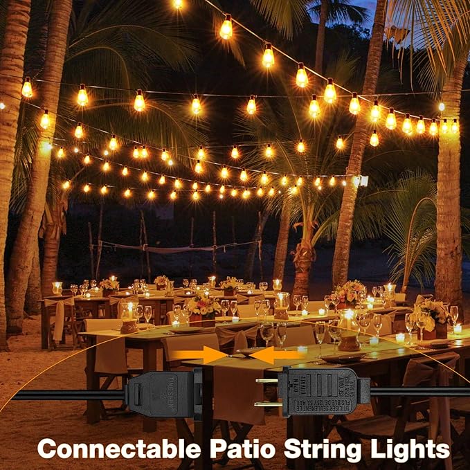 GLUROO Outdoor String Lights 180FT, 90+6Pcs Vintage Bulbs Shatterproof 2700K LED Patio String Lights Waterproof, Connectable Edison Style Lights, Hanging Lights for Backyard, Bistro