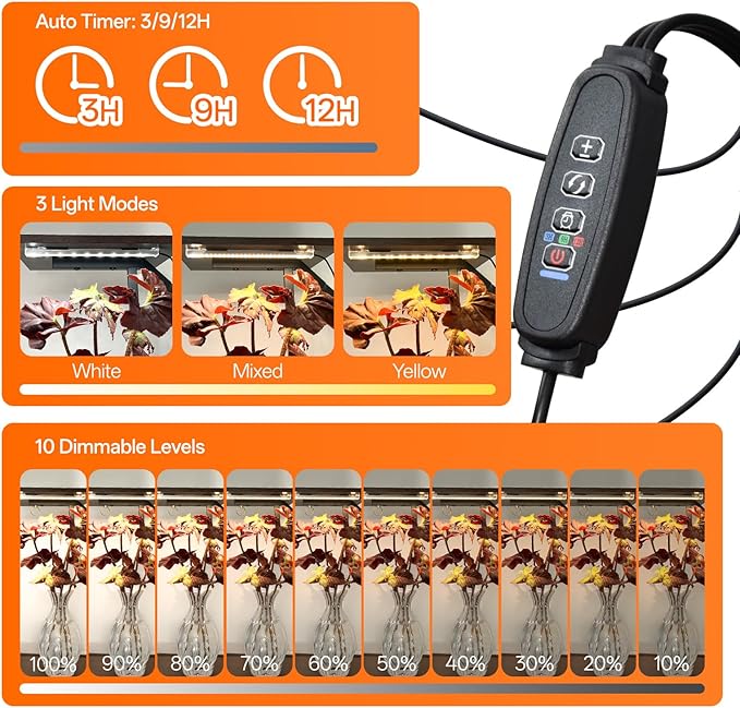 8-Tier Plant Stand with Grow Light, 57 Inch Indoor Plant Shelf, Decor Flower Stand for Living Room & Patio, Rust-Resistant Pipes & Waterproof MDF Boards