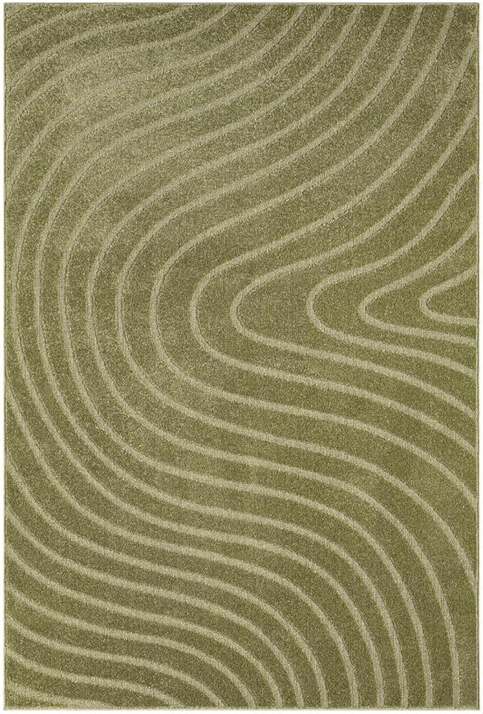 LUXE WEAVERS Modern Geometric Wave Green 4x6 Area Rug, Contemporary Stain Resistant Carpet