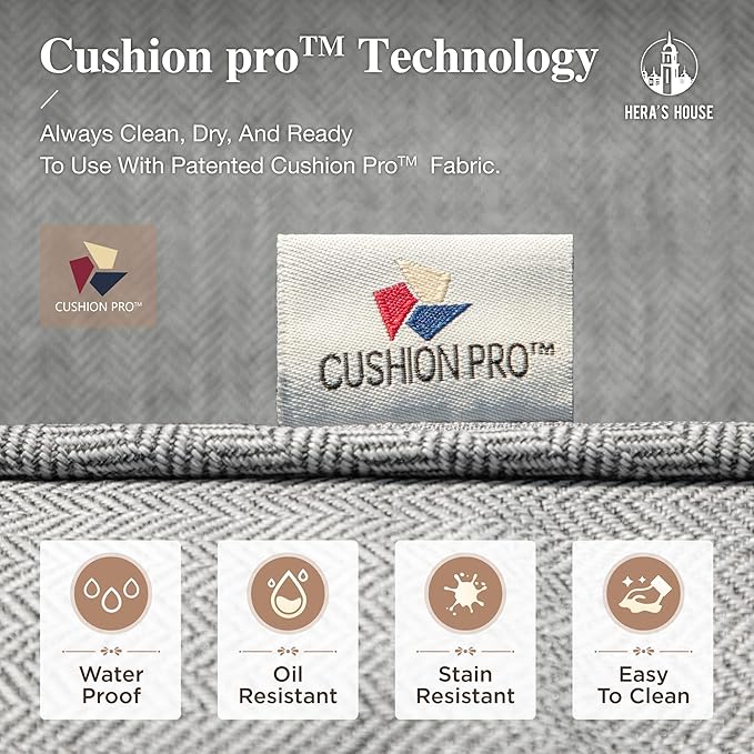 HERA'S HOUSE 4 Piece Patio Furniture Set with 56" Fire Pit Table, 2 x Swivel Cushioned Chair, 1 x 3-Seat Sofa, 5-Seats Outdoor Conversation Set for Lawn Garden Deck, Grey