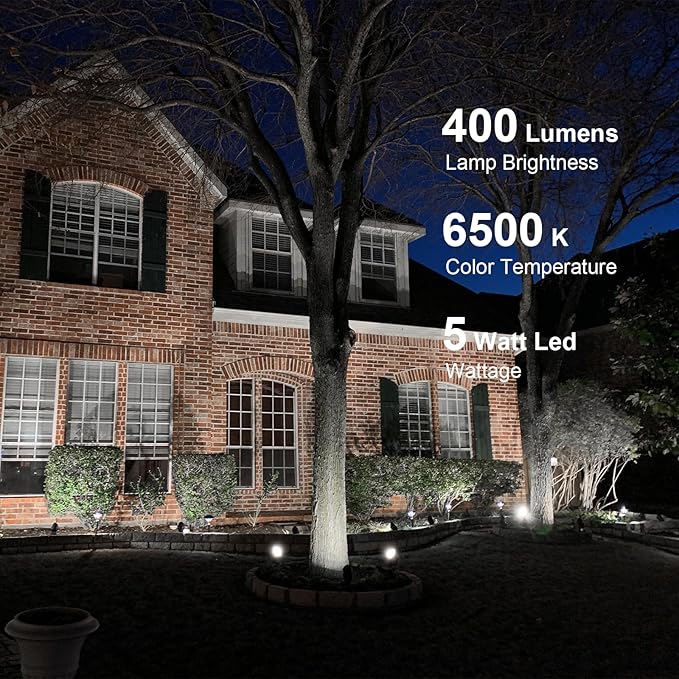 GOODSMANN Low Voltage Spot Light Landscape Lighting 5W LED 6500K for Outdoor Lighting with Metal Spike and Connector Garden, Pathway, and Driveway 9121-16102-01A