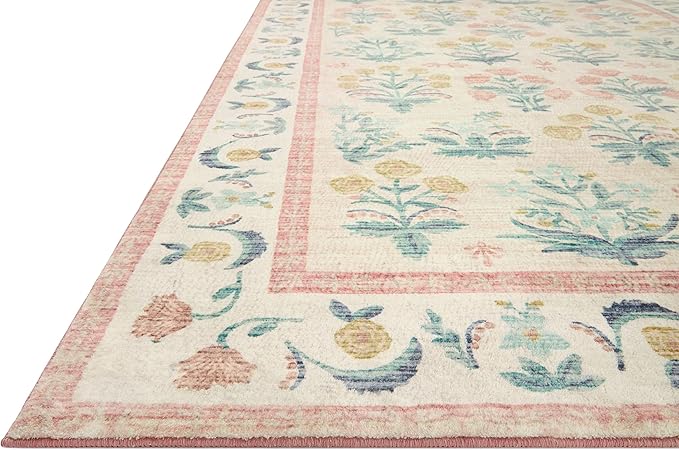 Loloi Rifle Paper Co. Eden Collection EDE-01 Mughal Rose Blush 3'-6" x 5'-6" Accent Rug