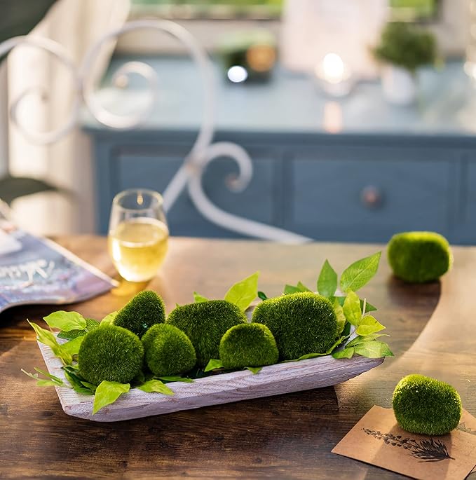 Hanobe Decorative Wood Dough Bowl: Long Wooden Bowl for Entry Way Table Home Decor - Coffee Table Decor for Living Room - Dining Table Centerpiece Decor, White