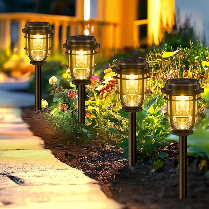 Solar Pathway Light, Bright Auto Garden Lights Decor - Durable Landscape Lighting for Lawn, Patio, Walkway, Driveway, Housewarming Gift Ideas