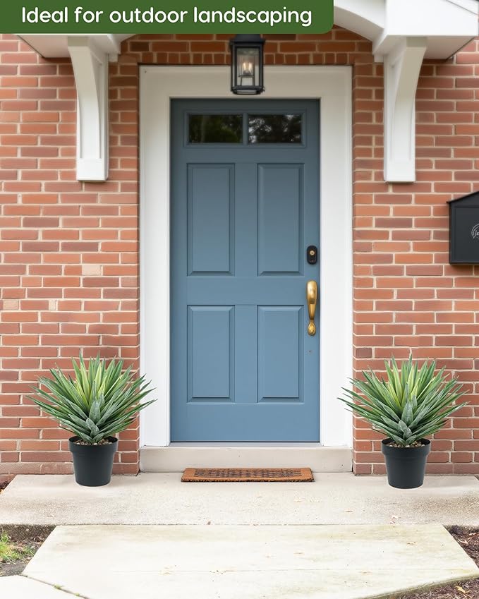 Velener Artificial Agave Plant in Black Pot with Real Stone Pebbles, Large Fake Agave Plants for Indoor and Outdoor-15 inches Tall, 81 Leaves