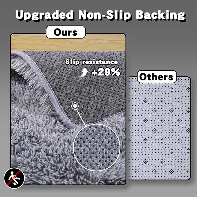 6x9 Area Rugs for Living Room, Grey Fluffy Shaggy Rug Soft Carpets, Rugs for Bedroom Nursery Kids Room Dorm Home Decor Aesthetic