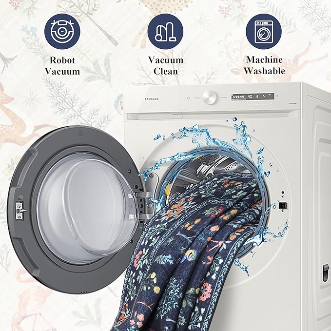 DUKINO 3x5 Rug, Washable Animal Area Rug with Non Slip Vintage Design, Indoor Soft Low Pile Carpet for Bedroom, Nursery, Dining Room, Farmhouse, Playroom, Navy Blue