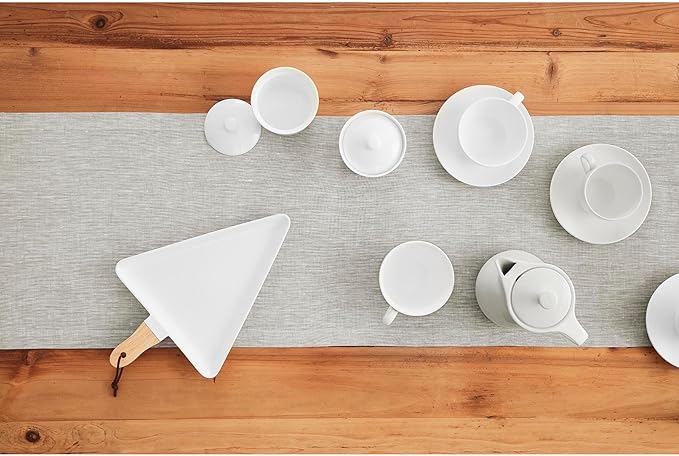 Solino Home Linen Table Runner 132 Inches Long - Athena, 100% Pure Linen Oyster Grey 14 x 132 Inch Table Runner for Dining, Fall, Autumn, Halloween, Thanksgiving, Holiday