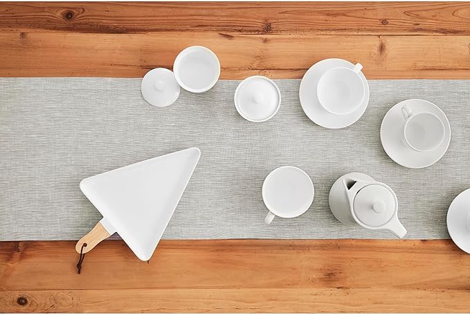 Solino Home Linen Table Runner 90 Inches Long - Athena, 100% Pure Linen Oyster Grey 14 x 90 Inch Table Runner for Dining, Fall, Autumn, Halloween, Thanksgiving, Holiday