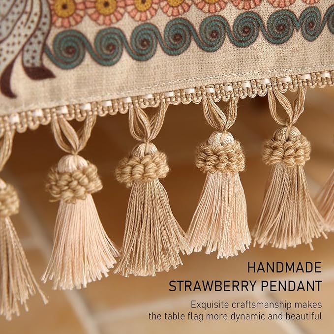 Designer Bohemian Linen Table Runner 87 Inches Long,Elegant Lotus Flowers Pattern Decor Table Runners for Dining Tables,Thanksgiving,Kitchen Tables,Christmas,12"*87"-Hazel A