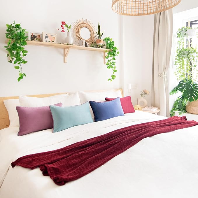 MONDAY MOOSE Decorative Throw Pillow Covers Cushion Cases, Set of 4 Soft Velvet Modern Double-Sided Designs, Mix and Match for Home Decor, Pillow Inserts Not Included (12x20 inch, Purple/Blue)