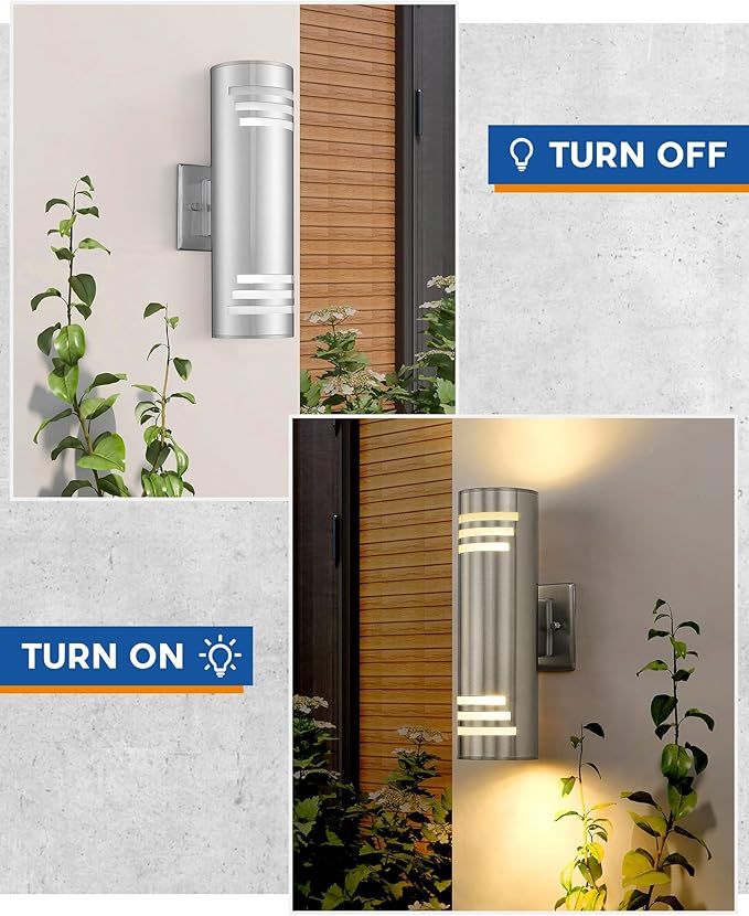 TENGXIN Outdoor Wall Lights,Exterior Wall Light Fixture with Stainless Steel Cylinder,Waterproof.