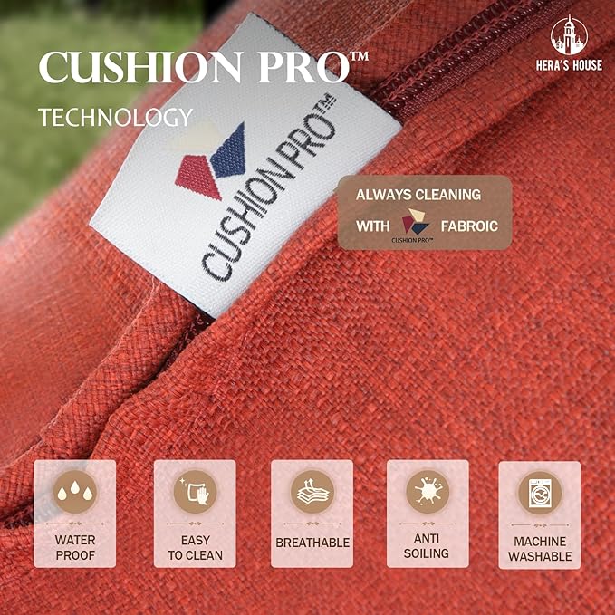 HERA'S HOUSE 6 Piece Patio Furniture Set, 2 x Swivel Cushioned Chair, 2 x Cushioned Ottoman, 1 x 3-Seat Sofa with Marbling Coffee Table, Outdoor Conversation Set for Lawn Garden Backyard, Red