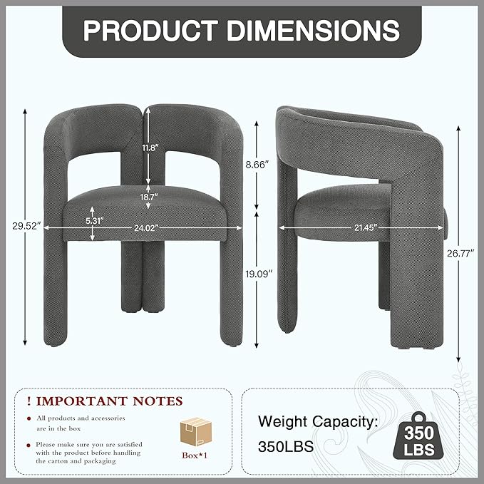 Modern Barrel Dining Chairs, Upholstered Linen Dining Room Chair with Wooden Legs, Accent Chairs for Kitchen/Dining Room/Living Room, Black