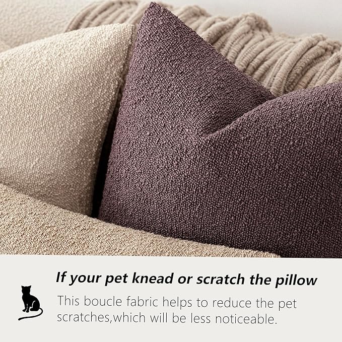 Foindtower Set of 2, Decorative Textured Boucle Throw Pillow Covers Accent Solid Pillow Cases Soft Cozy Couch Cushion Case for Chair Sofa Bedroom Living Room Home Decor 24x24 Inch Dark Purple