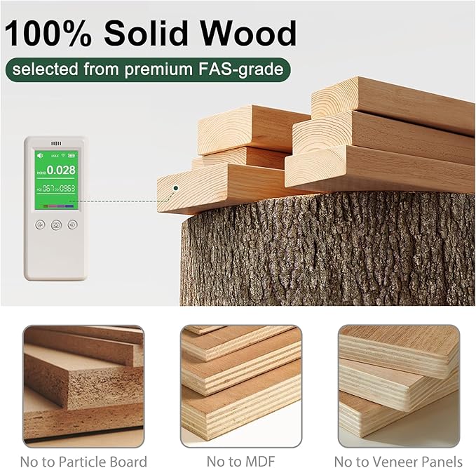 Oak Wood Dining Chairs - Kitchen Chairs Set of 4 with Comfortable Curved Backrest - Wood Chairs for Dining Room,Living Room - Original Wood Color