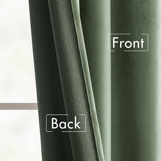 MIULEE Velvet Curtains 108 inches - Luxury Blackout Curtains for Bedroom Living Room Thermal Insulated Super Soft Window Drapes Rod Pocket & Back Tab, Sage Green, W52 x L108 inches, 2 Panels