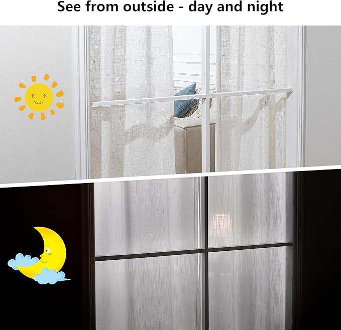 MYSKY HOME Linen Curtains 108 Inch Long Country Curtains for Sliding Glass Door, Semi Sheer Curtain Panels Extra Long Floor Length Drapes Linen Texture Soft Touch Pinch Pleated, 40" Wide, Linen 2 PCS