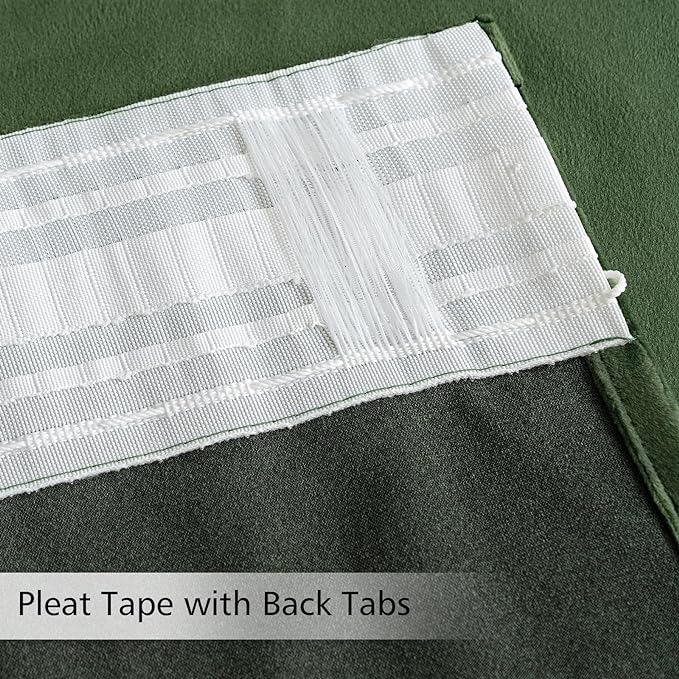 MIULEE Olive Green Velvet Curtains 84 inches 2 Panels - Pinch Pleated Luxury Room Darkening Window Drapes for Bedroom Living Room Blackout Thermal Insulated Super Soft, Back Tab Rod Pocket, W52 x L84